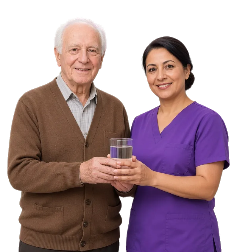 Home health caregiver with an elderly client