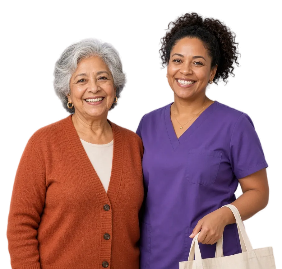 Home health caregiver with an elderly client